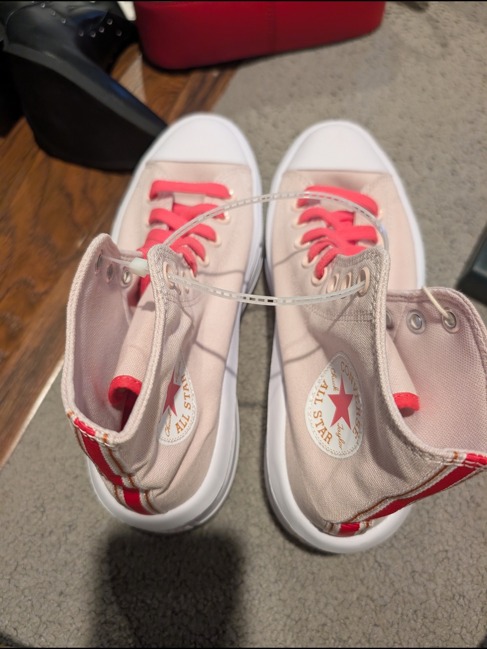Converse Chuck Taylor All Star High Top Sneakers - Blush Pink with Coral Accents